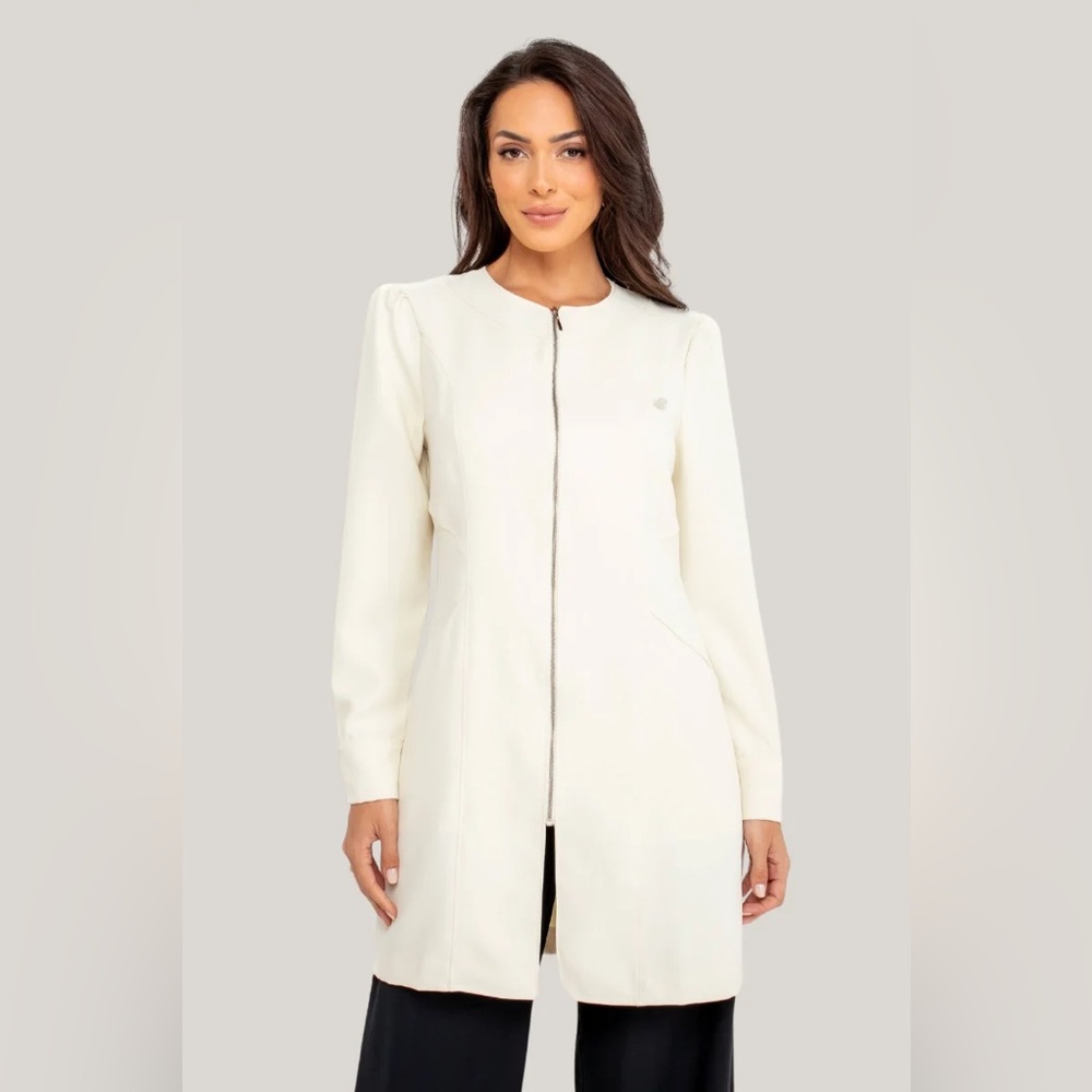 NWOT Calvin Klein Full Zip Knee Length crew professional office Formal Coat 6